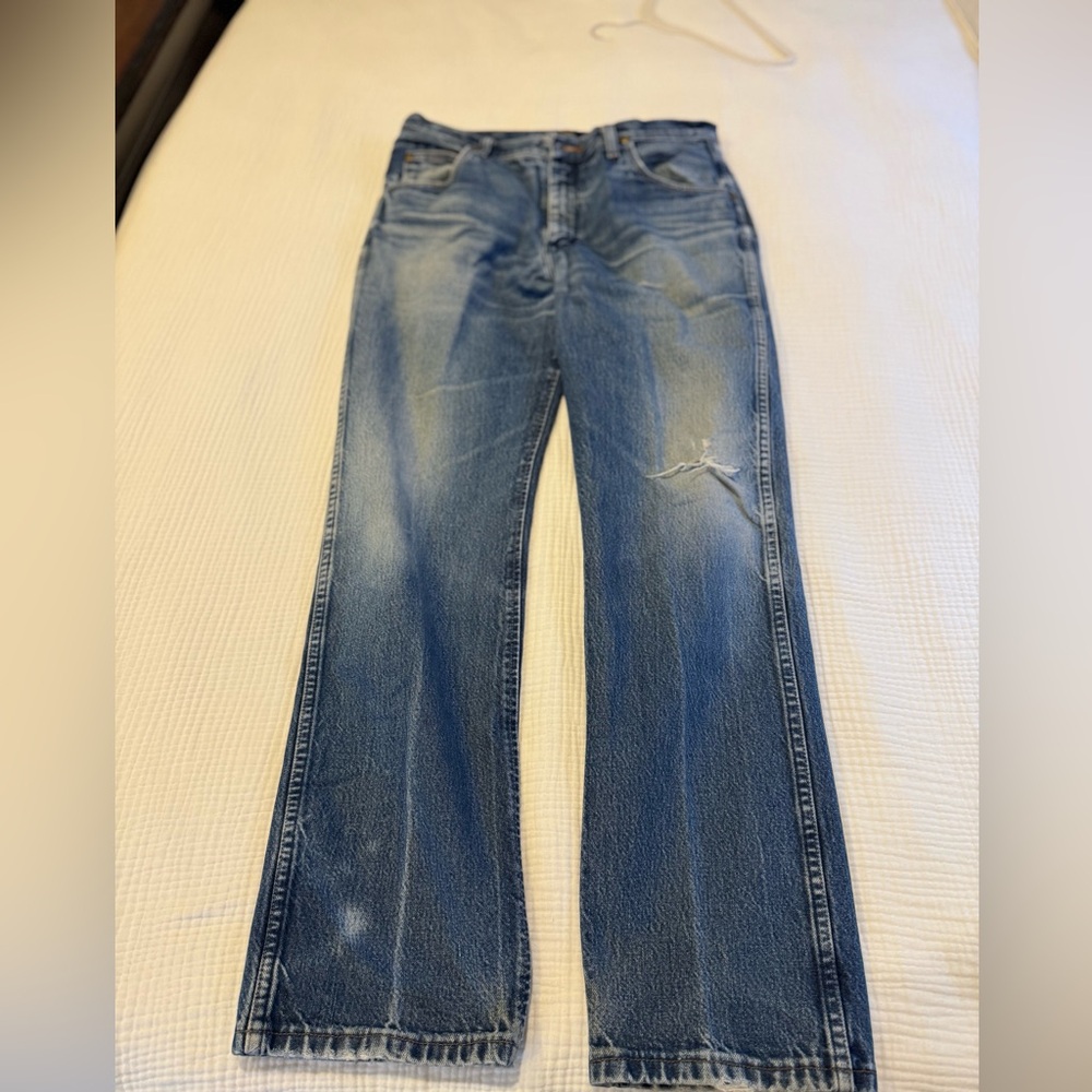 Wrangler Distressed Blue Denim Jeans 35x32